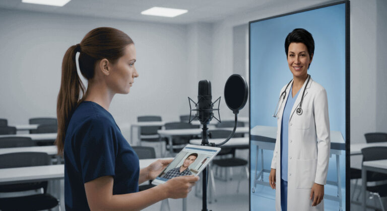 Avatar esperto AI che guida il ragionamento clinico durante un percorso formativo